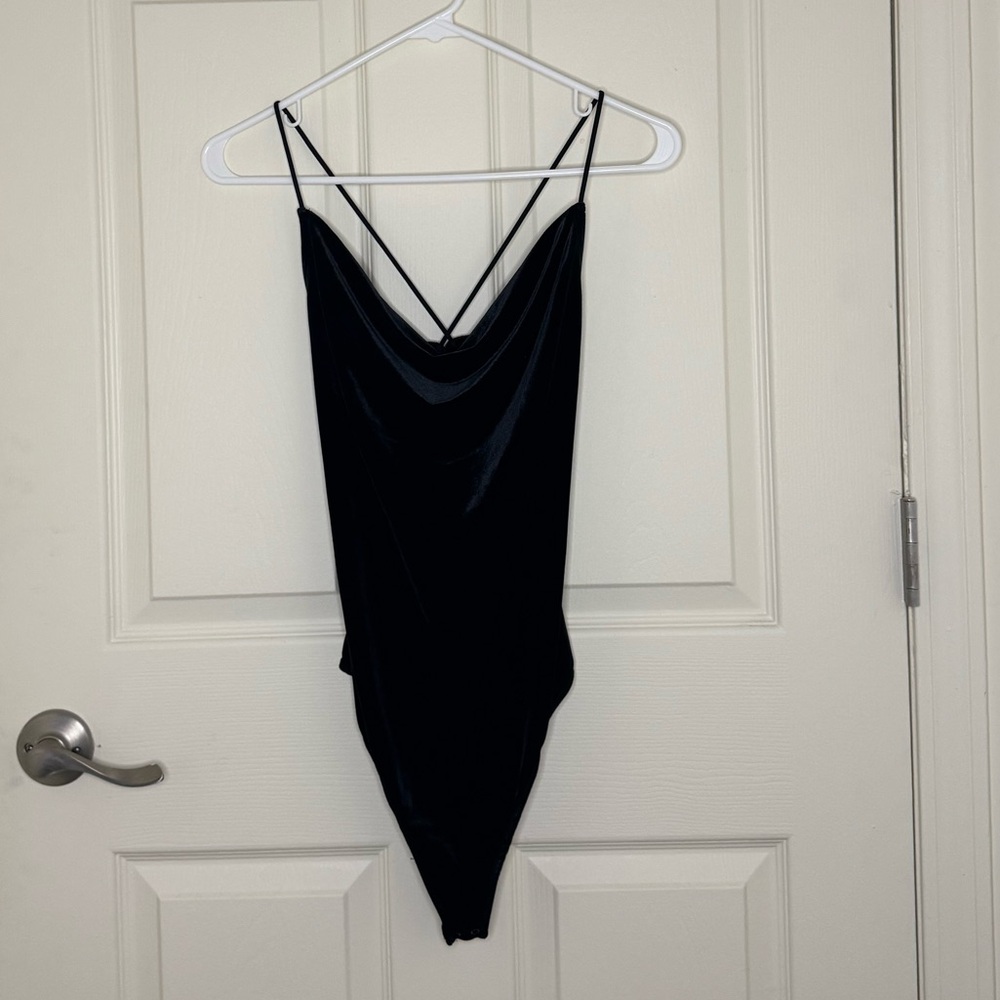 Abercrombie & Fitch Black Cowl Neck Spaghetti Strap Bodysuit